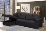 Black Fabric Sectional Sofa With Storage 1839 - Image 2