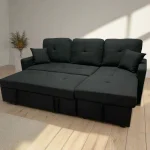Reversible Black Fabric Pull Out Sectional Sofa Bed With Storage 1866 - Image 2