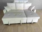 Reversible Cream Fabric Pull Out Sectional Sofa Bed With Storage 1866