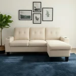 Cream Fabric Reversible Sectional Sofa 1867A