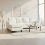 Reversible White Faux Leather Sectional Sofa 2022