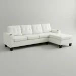 Reversible White Faux Leather Sectional Sofa 2022 - Image 2