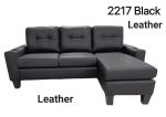 Black PU Reversible Sectional Sofa with Cup Holder 2217