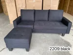 Black Fabric Sectional Sofa with Floating Ottoman 2209 - Image 3