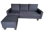 Black Fabric Sectional Sofa with Floating Ottoman 2209 - Image 2