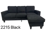Black Fabric Reversible Sectional Sofa With USB Port and Side Pocket 2215 - Image 2