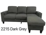 Dark Grey Fabric Reversible Sectional Sofa With USB Port and Side Pocket 2215 - Image 2