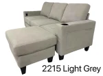 Light Grey Fabric Reversible Sectional Sofa With USB Port and Side Pocket 2215 - Image 2