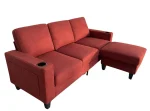 Red Fabric Reversible Sectional Sofa With USB Port and Side Pocket 2215 - Image 2