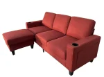 Red Fabric Reversible Sectional Sofa With USB Port and Side Pocket 2215 - Image 3