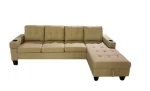 Beige PU Sectional Sofa with Cup Holder 2218 - Image 3