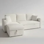 Cream Corduroy Fabric Reversible Sectional Sofa Bed 2508 - Image 4