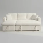 Cream Corduroy Fabric Reversible Sectional Sofa Bed 2508