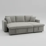 Light Grey Corduroy Fabric Reversible Sectional Sofa Bed 2508