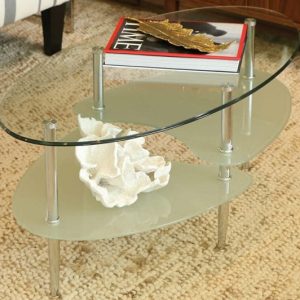 Glass Coffee Table With Chrome Legs T5002