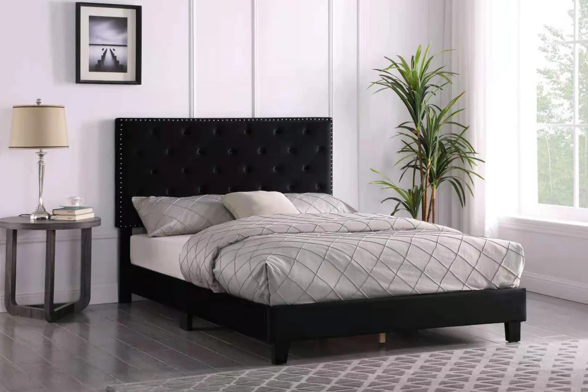 637940128585788469___Myproject-1_15_Black Ruby Velvet Bed Frame Black - Image 1