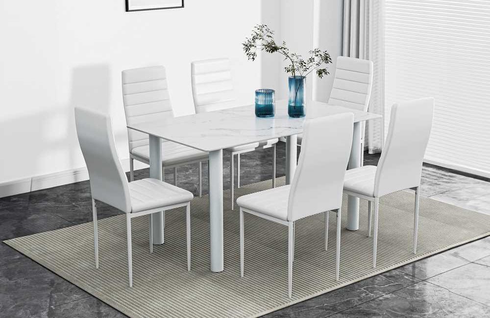 7-PC-Dining-Set-White-3408 7 PC Dining Set White 3408 - Image 1