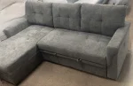 Grey Linen Fabric Reversible Sectional Sofa Bed With USB Port 721 - Image 2