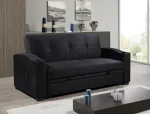 Ashley Black Velvet Sofa Bed - Image 3