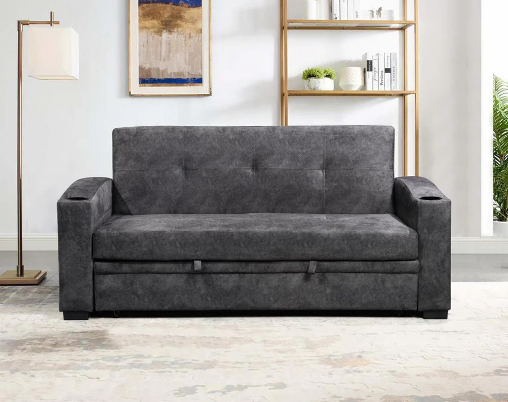 Ashley3 Ashley Grey Velvet Sofa Bed - Image 1