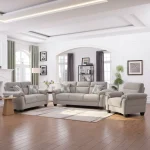 Beige Fabric High-density Foam Seating Sofa Set With Accent Pillows 8026 - Image 2