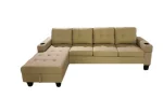 Beige PU Sectional Sofa with Cup Holder 2218 - Image 2