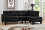 Black Reversible Sectional Sofa With Nailhead Trim 1234 - Image 2