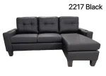 Black PU Reversible Sectional Sofa with Cup Holder 2217 - Image 3