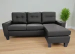 Black PU Reversible Sectional Sofa with Cup Holder 2217 - Image 2