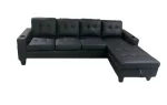 Black PU Sectional Sofa with Cup Holder 2218 - Image 2