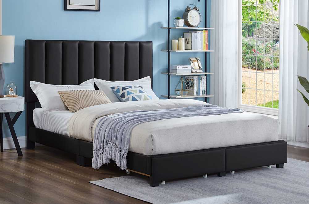 BlackPlatformStorageBed2120 Black Platform Storage Bed 2120 - Image 1