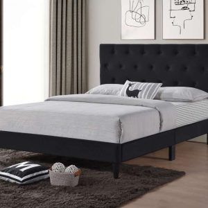 Black Velvet Platform Bead With Adjustable Headboard 2106