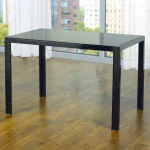 Black Tempered Glass Dining Table with 4 Black Chairs 5053 - Image 3