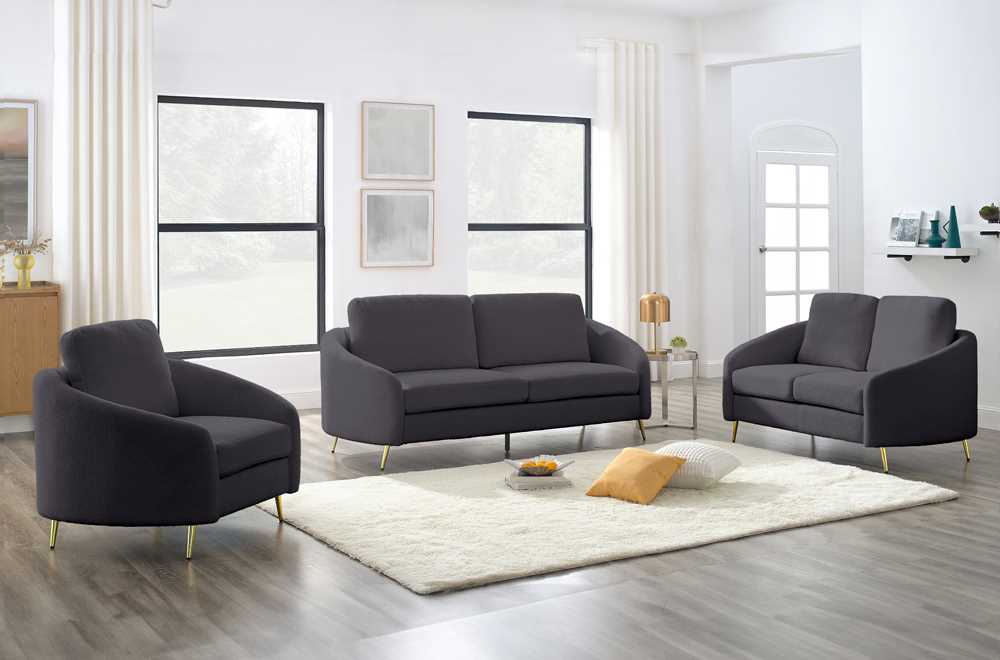 Boucle-Fabric-Sofa-Collection-With-Curved-Angled-Arms-Grey-1312_18fce05a-31f6-48d0-8e89-aba7d6f835d3 Boucle Fabric Sofa With Curved Angled Arms Grey 1312 - Image 1
