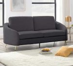 Boucle Fabric Sofa With Curved Angled Arms Grey 1312 - Image 2