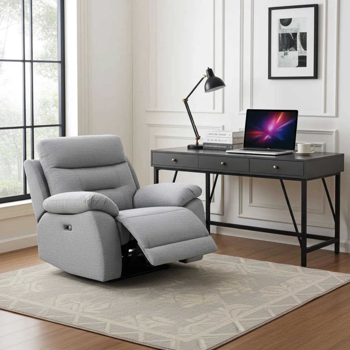 Calypso Grey Fabric Power Recliner Chair 1407 - Image 2