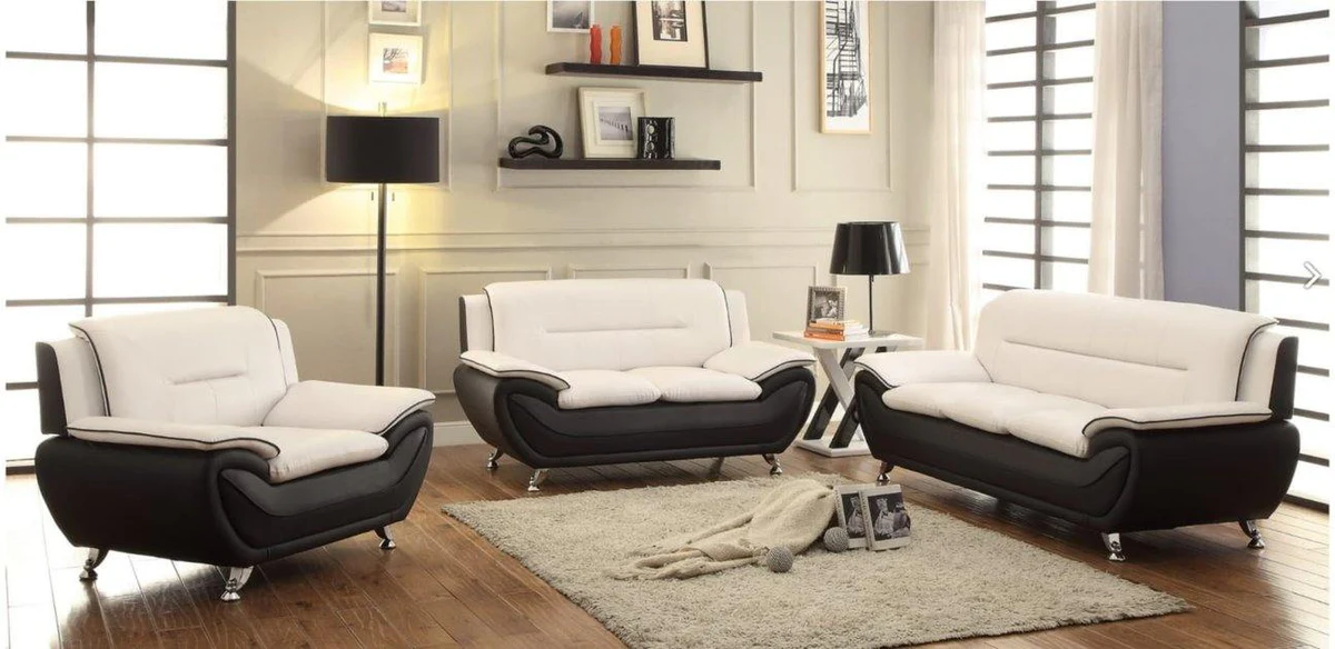 Celine3pcSofaSet-TouchwoodFurniture Speedy 3 PC Black Faux Leather Sofa Set 868 - Image 1