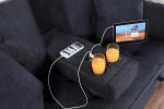 Chase Dark Grey Pull Out Sofa Bed With USB Ports & Cup Holders - Image 4