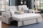 Chase Light Grey Pull Out Sofa Bed With USB Ports & Cup Holders - Image 3