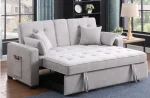 Chase Light Grey Pull Out Sofa Bed With USB Ports & Cup Holders