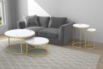 White Round Coffee Table With Brushed Gold Finish Base 5503