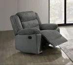 Comfort Grey Velvet Corduroy Fabric Manual Recliner Sofa Set 3665 - Image 5