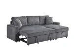 Corduroy Grey Fabric Brecker Reversible Sectional Sofa Bed 99080 - Image 3
