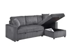 Corduroy Grey Fabric Brecker Reversible Sectional Sofa Bed 99080 - Image 4
