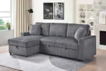 Corduroy Grey Fabric Brecker Reversible Sectional Sofa Bed 99080 - Image 2