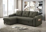 Decker Espresso Grey Fabric Reversible Sectional Sofa Bed 99034 - Image 2