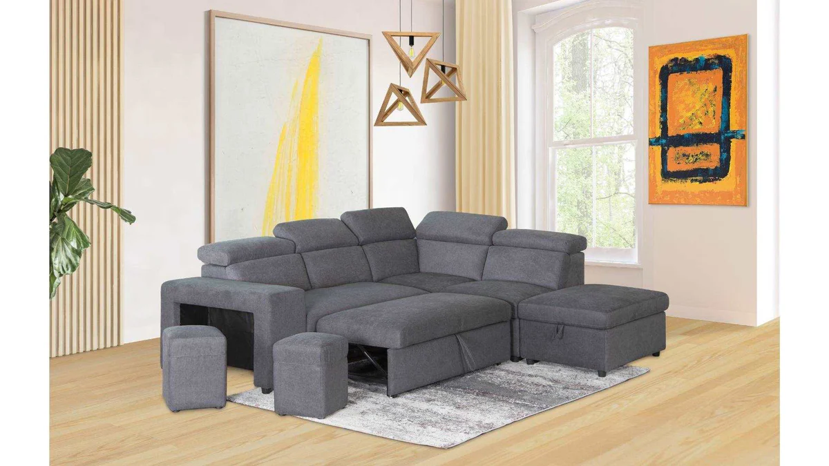 ElleGreyFabricSectionalSofaBed1845 Elle Grey Fabric Sectional Sofa Bed 1845 - Image 1