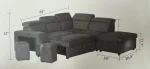 Elle Grey Fabric Sectional Sofa Bed 1845 - Image 2