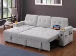 Ethan Grey Woven Fabric Reversible Sofa Bed - Image 4