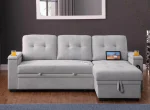Ethan Grey Woven Fabric Reversible Sofa Bed - Image 5